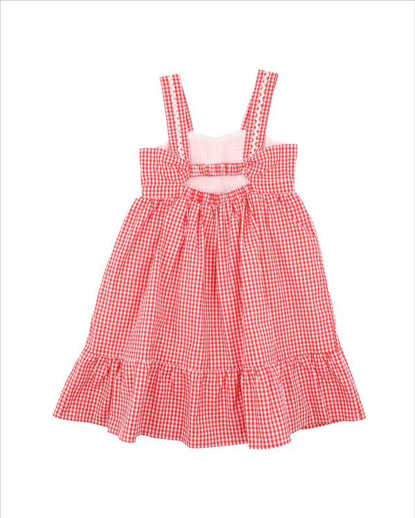 FESTIVE GINGHAM DRESS RED