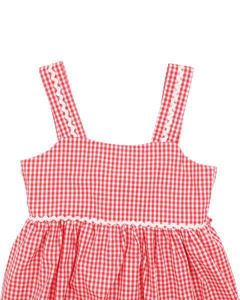 FESTIVE GINGHAM DRESS RED