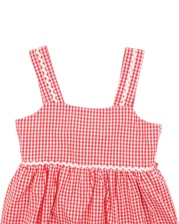 FESTIVE GINGHAM DRESS RED