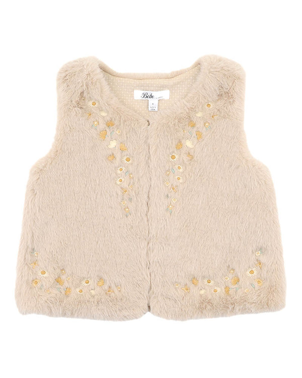 Winnie Embroidered Faux Fur Vest