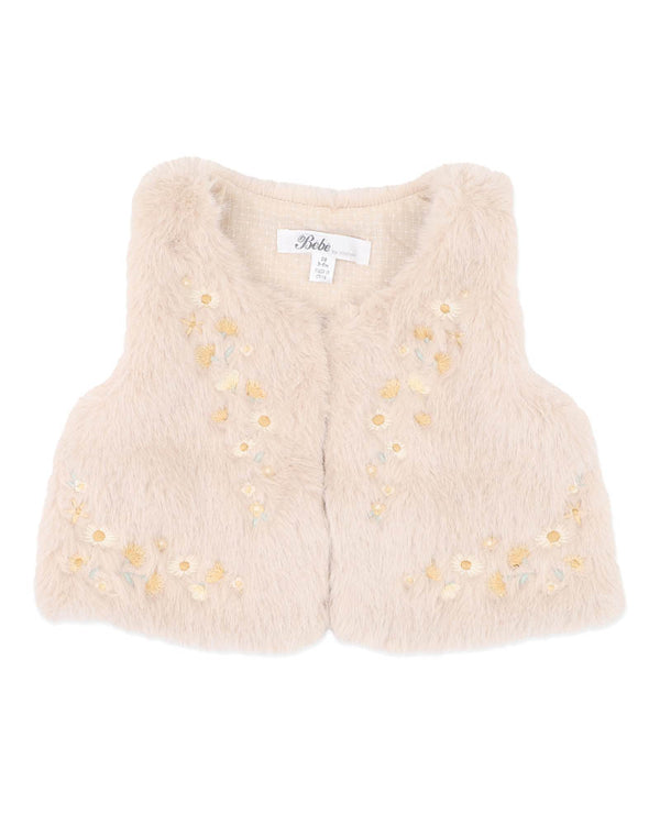 Winnie Embroidered Faux Fur Vest