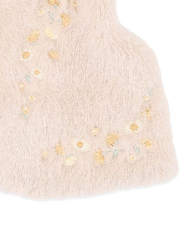 Winnie Embroidered Faux Fur Vest
