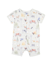 Bebe by Minihaha- CHESTER PRINT SS ZIP ROMPER