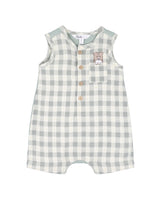 Bebe by Minihaha- CHESTER EMBROIDERED CHECK ROMPER