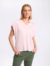 Marco Polo-  Linen Jersey Tee Pink Salt