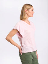 Marco Polo-  Linen Jersey Tee Pink Salt