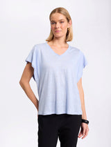 Marco Polo-  Linen Jersey Tee Island blue