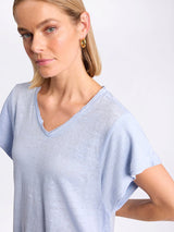 Marco Polo-  Linen Jersey Tee Island blue