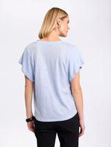 Marco Polo-  Linen Jersey Tee Island blue