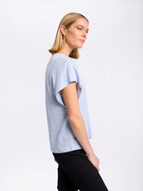 Marco Polo-  Linen Jersey Tee Island blue