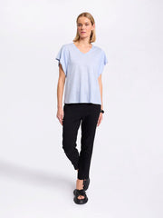 Marco Polo-  Linen Jersey Tee Island blue