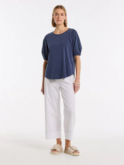 Marco Polo-Lantern Sleeve Pigment Tee French Blue