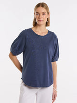 Marco Polo-Lantern Sleeve Pigment Tee French Blue