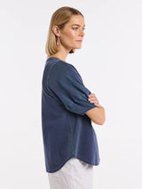 Marco Polo-Lantern Sleeve Pigment Tee French Blue