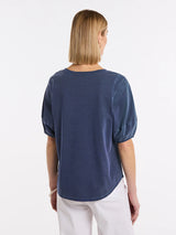 Marco Polo-Lantern Sleeve Pigment Tee French Blue