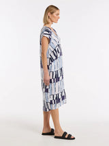 Marco Polo- Short Sleeve Abstract Stamp Dress