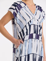 Marco Polo- Short Sleeve Abstract Stamp Dress