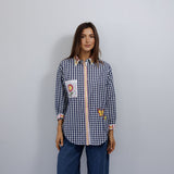 Embroidered Navy Gingham Shirt