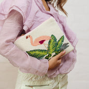 Zoda Flamingo Beaded Clutch