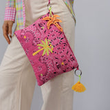 Quilted Embroidered pouch Pink