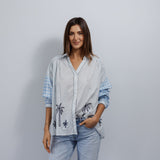 Stripe embroidered motif shirt Palm