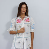 Embroidered White Floral Shirt
