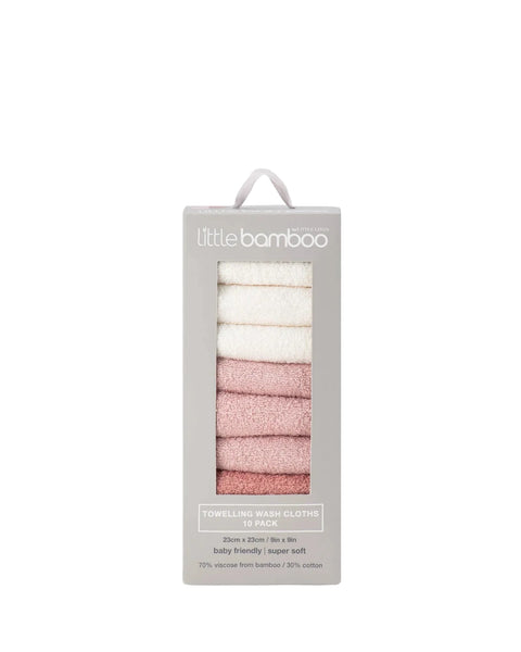 Baby Towelling Washers 10PK - Dusty Rose