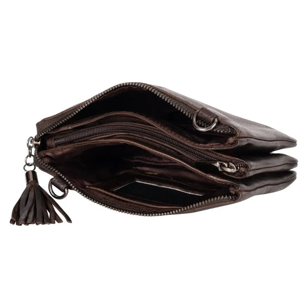 Mia Leather Cross Body Bag Brown