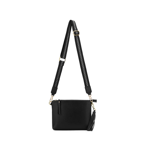 Maggie Black 3 Compartment Crossbody Bag