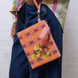 Zoda 'Checked Lemon' Beaded Clutch
