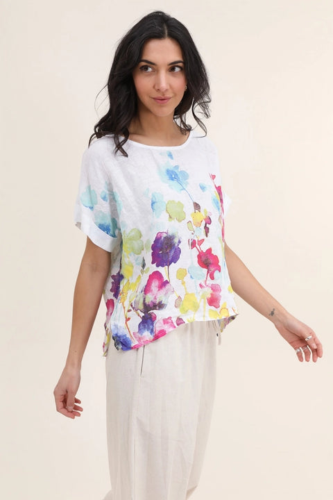 Basic Linen Tee Floral