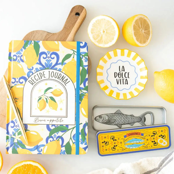 Italian Lemon Print Paper Recipe Journal