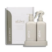 al.ive body Bench Spray & Dishwashing Liquid + Tray, Premium Kitchen Duo