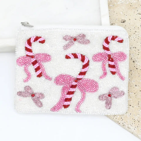 Candy Cane Beaded Pouch