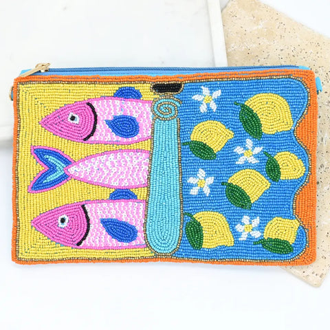 Fish/Lemon Beaded Clutch