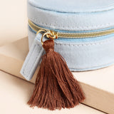Blue Wildflower Mini Round Travel Jewellery Case