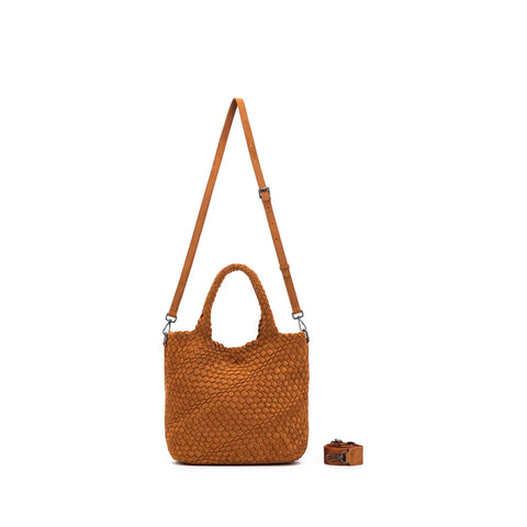 Black Caviar Designs- Arielle Tan 2 Piece Suede Top Handle