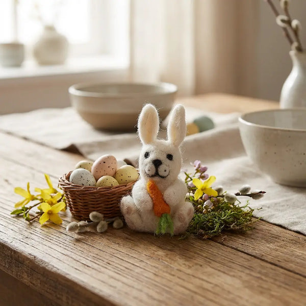 Handmade Bunny with Carrot Hanging Felt