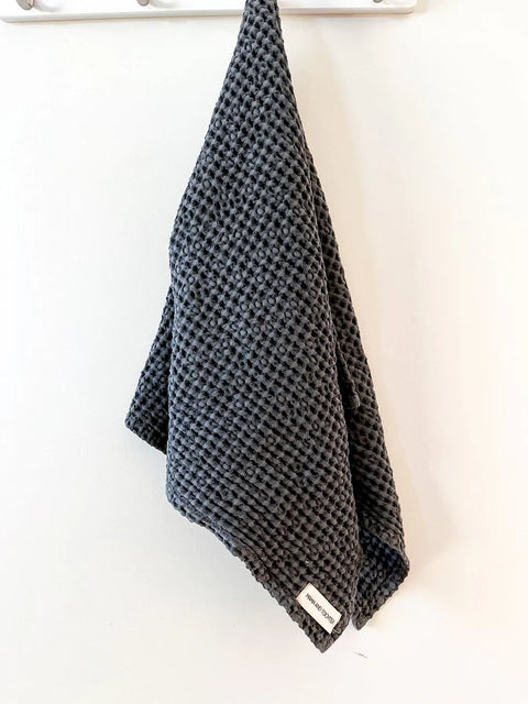 Rustic Waffle Extra Large Tea/Hand Towel - Charcoal