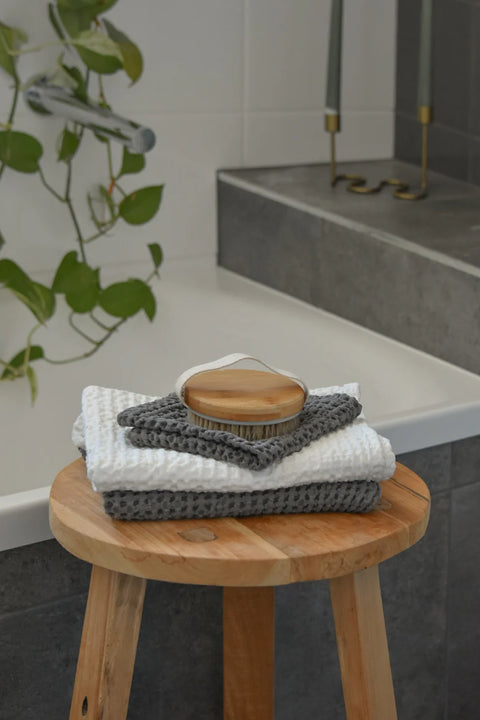 Rustic Waffle Extra Large Tea/Hand Towel - Charcoal