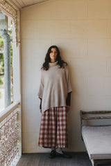 French Linen Culottes in Clay Check
