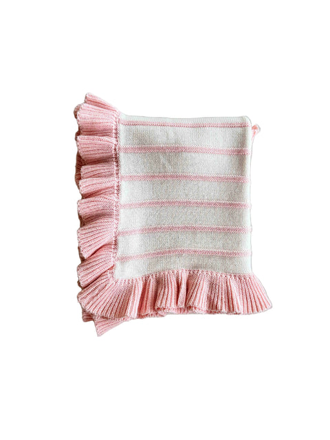 Raised Stripe Frill Blanket Sweetpea