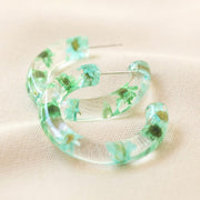 Lisa Angel- Dried Flower Resin Hoop Earrings in Green