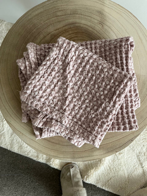 Rustic Waffle Standard Tea/Hand Towel - Dusty Pink