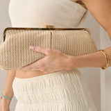 Bianca Straw Clutch Bag in Beige