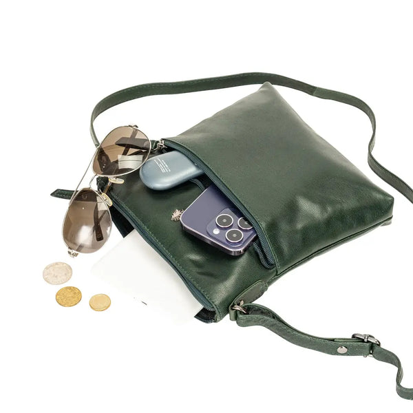 Maple Bottle Green Leather Crossbody Shoulder Bag