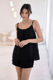 Eadie Lifestyle-Fundamental Linen Cami -Black