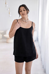 Eadie Lifestyle-Fundamental Linen Cami -Black