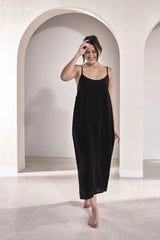 Eadie Lifestyle-Fundamental Linen Midi - Black