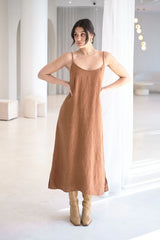 Eadie Lifestyle-Fundamental Linen Midi - Nutmeg